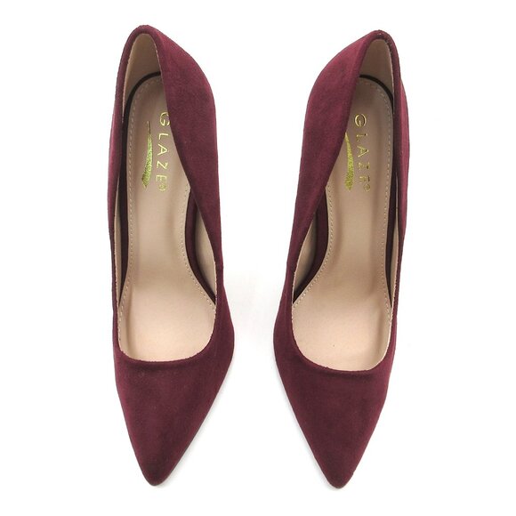 LURNYET WINE SUEDE Women Pointed-Toe Pumps with Stiletto 4 inch Heels - Picture 5 of 5